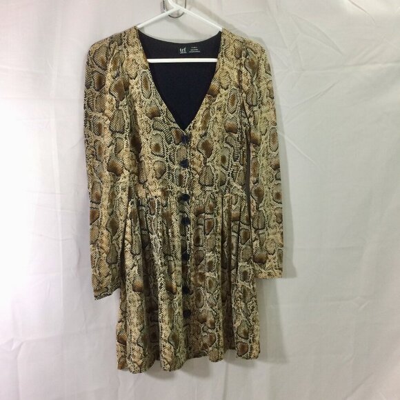 Zara Trf Collection Dress Button Front V-Neck Snake Print Mini Size XS - Picture 1 of 4